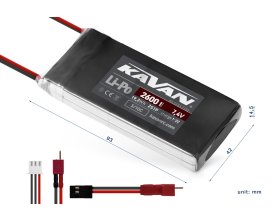 Akumulator LiPo 2600mAh 7,4V 5/10C 2S1P Hitec Aurora 9/9X | KAV33.7150 KAVAN