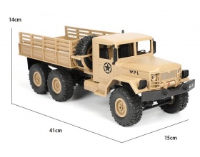 Ciężarówka wojskowa WPL B-16K KIT do złożenia (Żółta, 1:16, 6x6, 2.4G, LiPo)