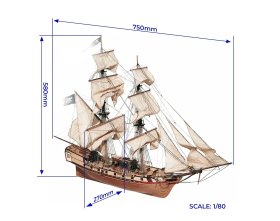 Drewniany model statku pirackiego Bryg Corsair 1:80 | 13600 OCCRE