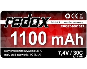 Pakiet LiPo 1100mAh 7,4V 2S 30C | REDOX