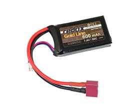 Pakiet LiPo 600mAh 7,4V 2S 80C Dean-T Gold Line | RDX-GL062S80D REDOX