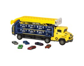 Tor wyścigowy samochodowy ciężarówka laweta transporter + 6 aut (żółty)