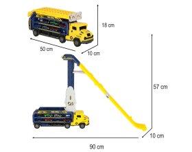 Tor wyścigowy samochodowy ciężarówka laweta transporter + 6 aut (żółty)