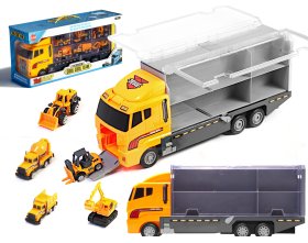 Transporter ciężarówka tir wyrzutnia + metalowe maszyny budowlane