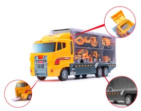 Transporter ciężarówka tir wyrzutnia + metalowe maszyny budowlane