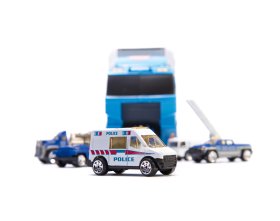 Transporter ciężarówka tir wyrzutnia + metalowe auta policja