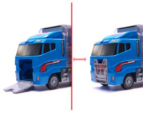 Transporter ciężarówka tir wyrzutnia + metalowe auta policja