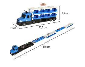 Transporter laweta ciężarówka tor samochodowy XXL + 10 aut (~210cm)