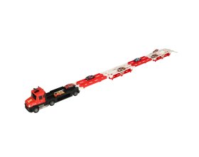 Transporter laweta ciężarówka tor samochodowy + 6 aut (~140cm)